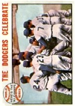 1964 Topps Baseball Cards      140     World Series Summary-Dodgers Celebrate